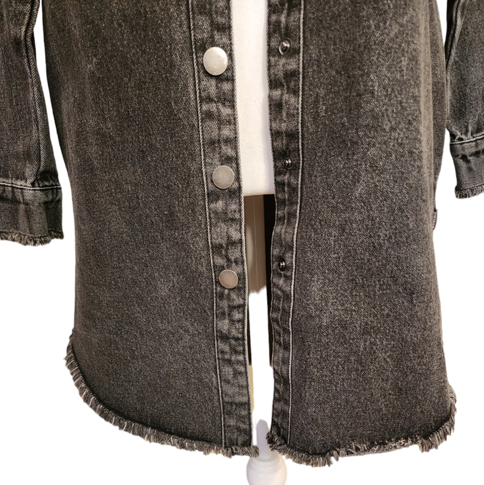 bohme Long Washed Charcoal Denim Jean Jacket - Picture 8 of 11